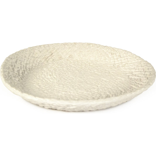 White Cross Weave Platter by Zentique in matte white and ceramic. Made from ceramic in a cottage & farmhouse style.