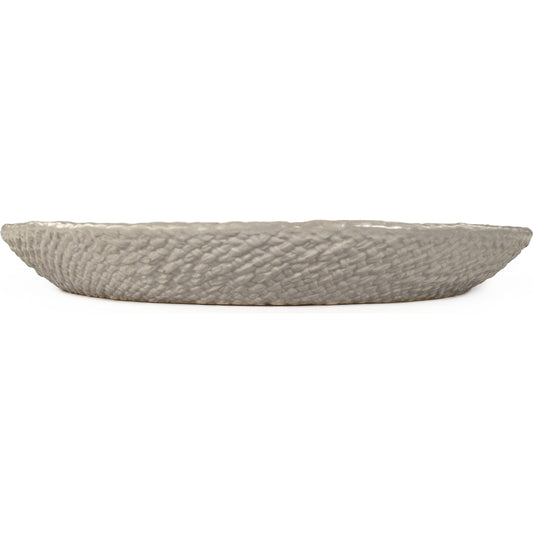 Cross Weave Platter by Zentique in matte cool grey and ceramic. Made from ceramic in a cottage & farmhouse style.
