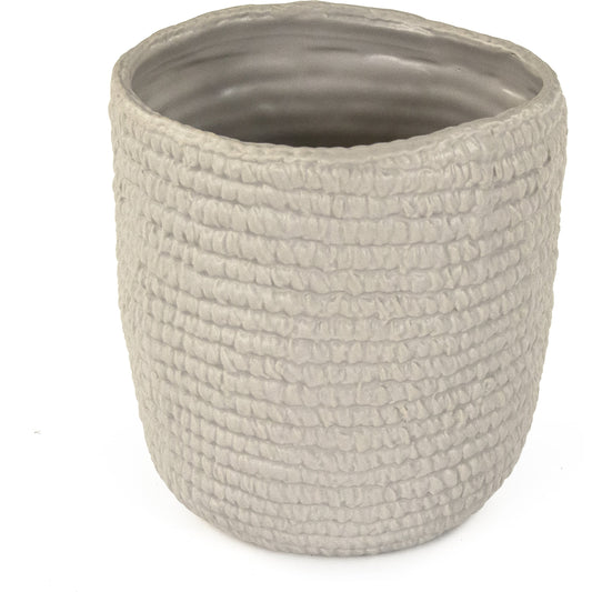 Cross Weave Vase by Zentique in matte cool grey and ceramic. Made from ceramic in a cottage & farmhouse style.