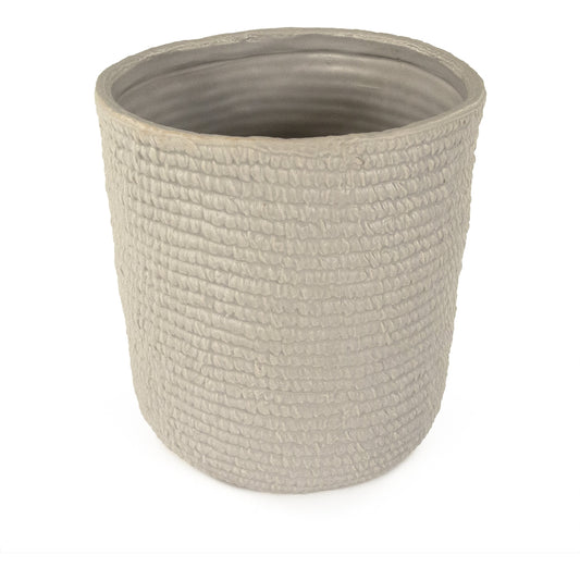 Cross Weave Vase by Zentique in matte cool grey and ceramic. Made from ceramic in a cottage & farmhouse style.