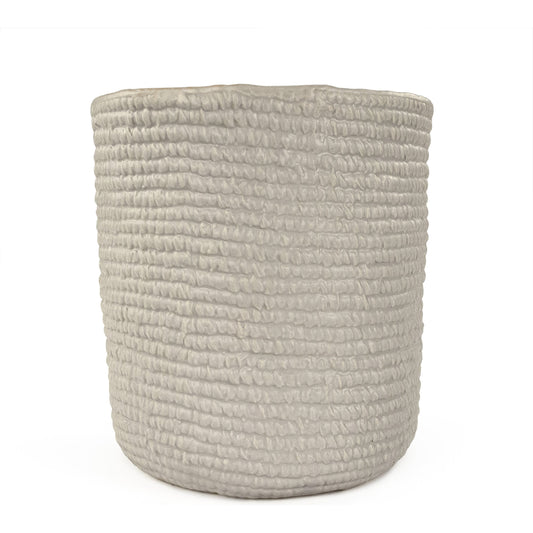 Cross Weave Vase by Zentique in matte cool grey and ceramic. Made from ceramic in a cottage & farmhouse style.