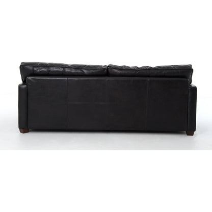 Larkin Sofa by Four Hands in cigar, antique oak, antique brass nailhead. Made from top grain leather, solid ash, iron in a modern style.