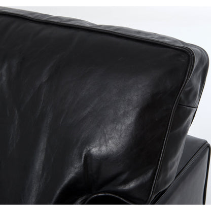 Larkin Sofa by Four Hands in cigar, antique oak, antique brass nailhead. Made from top grain leather, solid ash, iron in a modern style.