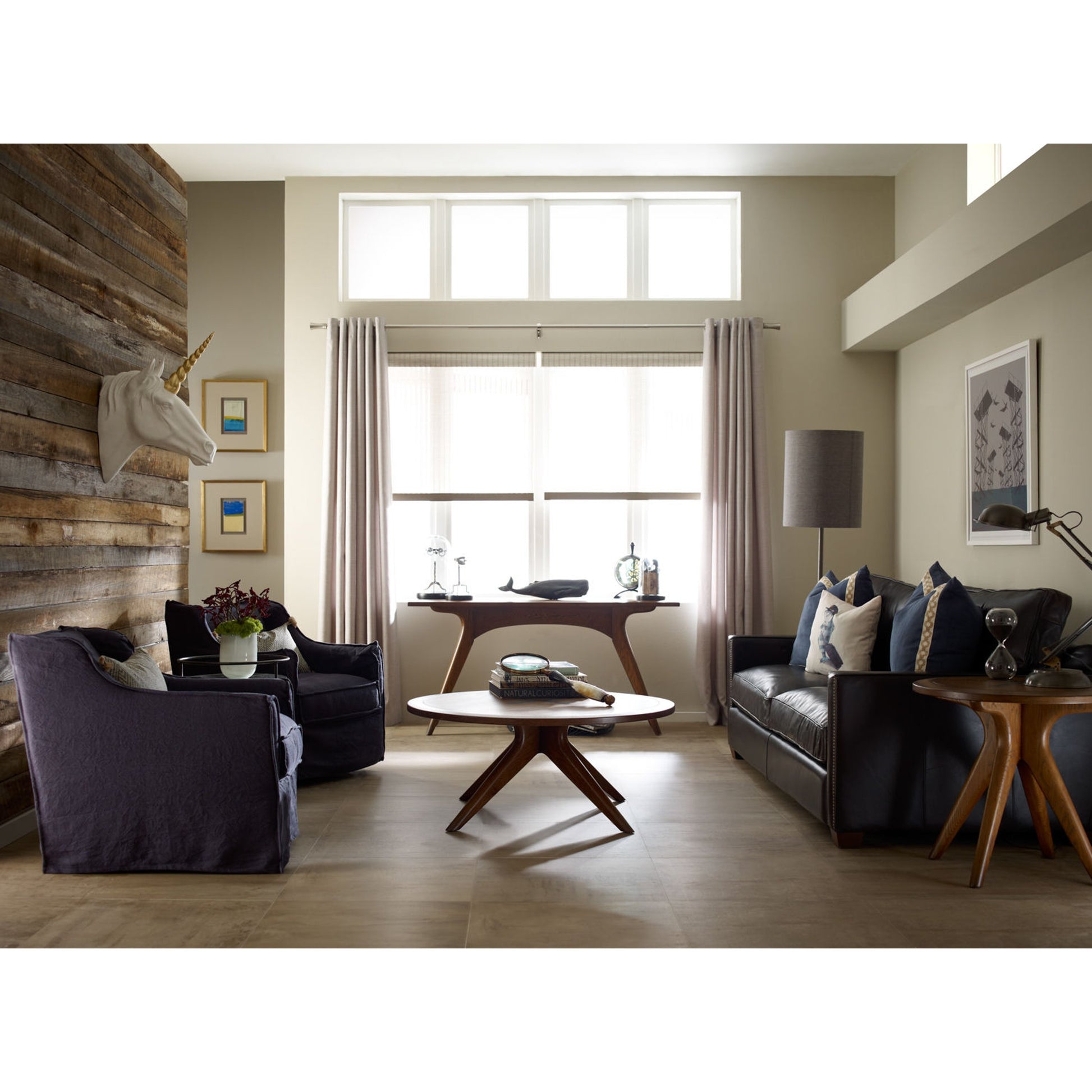 Larkin Sofa by Four Hands in cigar, antique oak, antique brass nailhead. Made from top grain leather, solid ash, iron in a modern style.