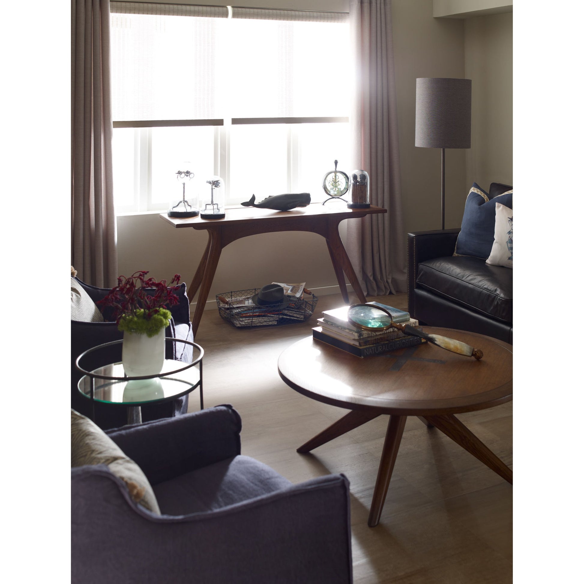 Larkin Sofa by Four Hands in cigar, antique oak, antique brass nailhead. Made from top grain leather, solid ash, iron in a modern style.