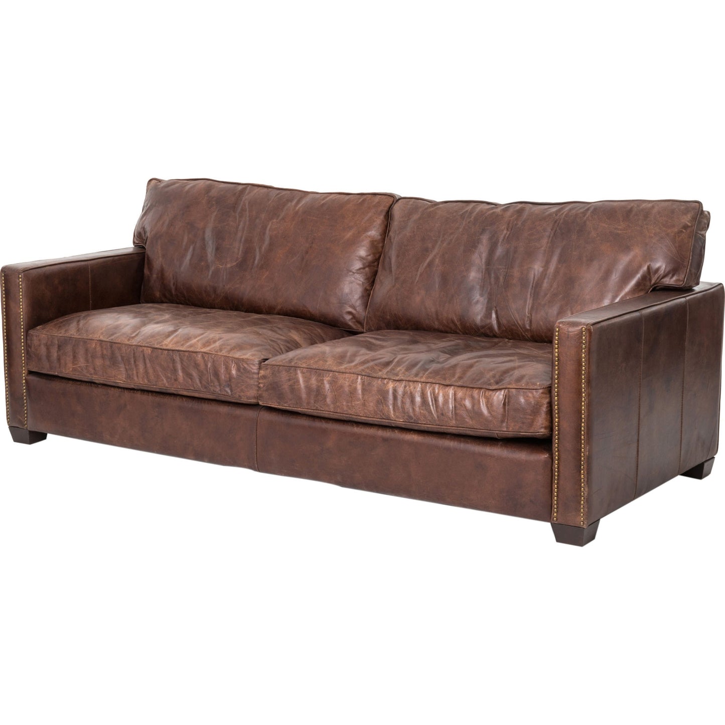 001 SR-369104 | Additional Silo | Larkin Sofa by Four Hands in cigar, antique oak, antique brass nailhead. Made from top grain leather, solid ash, iron in a modern style.