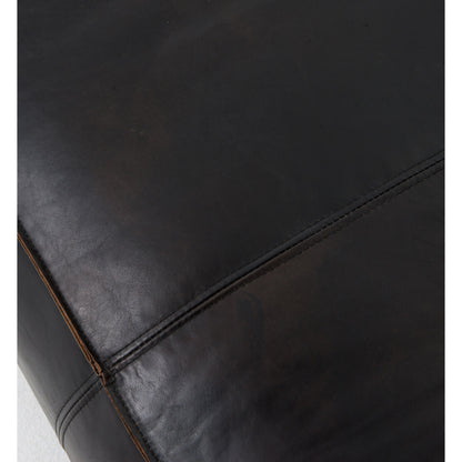 Nolita Reverse Stitch Sofa by Four Hands in rider black. Made from top grain leather, solid ash, 100% polyester in a modern style.