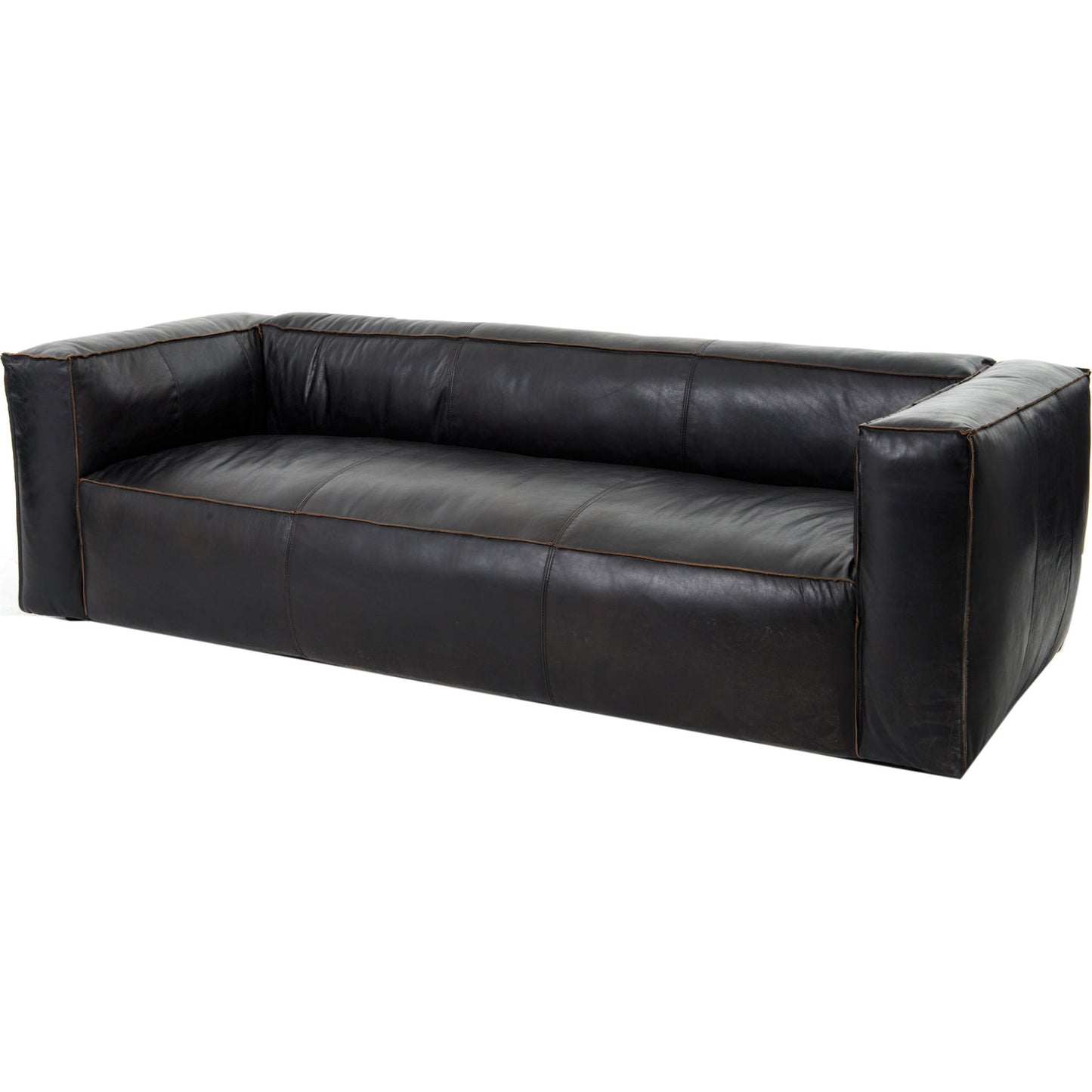 001 S-279451 | Primary Silo | Nolita Reverse Stitch Sofa by Four Hands in rider black. Made from top grain leather, solid ash, 100% polyester in a modern style.
