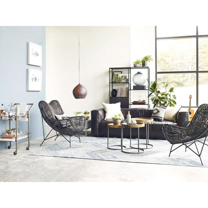 Nolita Reverse Stitch Sofa by Four Hands in rider black. Made from top grain leather, solid ash, 100% polyester in a modern style.