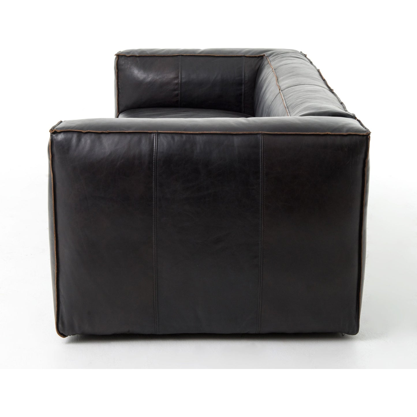 006 S-279451 | Additional Silo | Nolita Reverse Stitch Sofa by Four Hands in rider black. Made from top grain leather, solid ash, 100% polyester in a modern style.