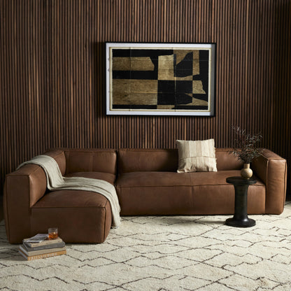Nolita Sectional Sofa by Four Hands in natural washed. Made from top grain leather, solid ash, 100% polyester in a modern style.