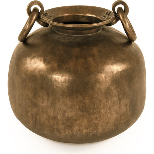 Metal Vase with Handles by Zentique in distressed bronze and metal. Made from metal in a eclectic & global style.