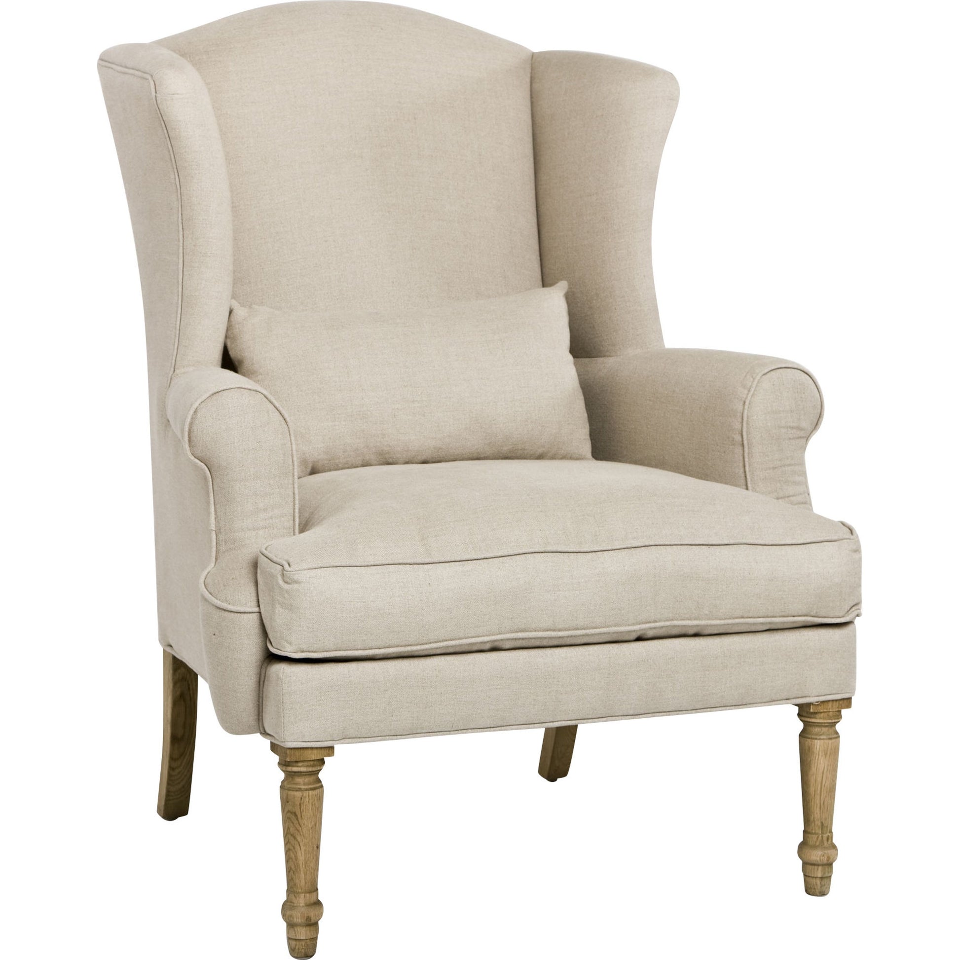 Loire Wingback by Zentique in natural linen and natural oak. Made from natural oak in a cottage & farmhouse style.
