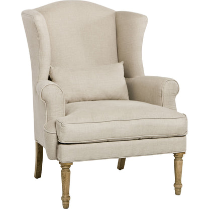 Loire Wingback by Zentique in natural linen and natural oak. Made from natural oak in a cottage & farmhouse style.