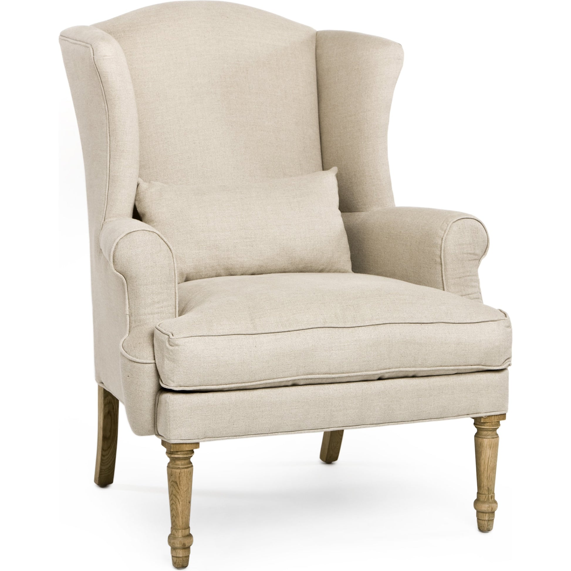Loire Wingback by Zentique in natural linen and natural oak. Made from natural oak in a cottage & farmhouse style.