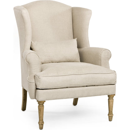 Loire Wingback by Zentique in natural linen and natural oak. Made from natural oak in a cottage & farmhouse style.