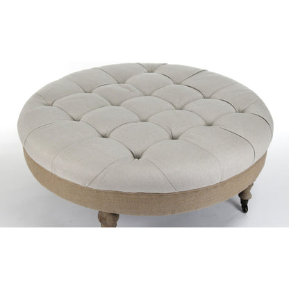 Maison Tufted Round Ottoman by Zentique. Made from unique in a traditional style.