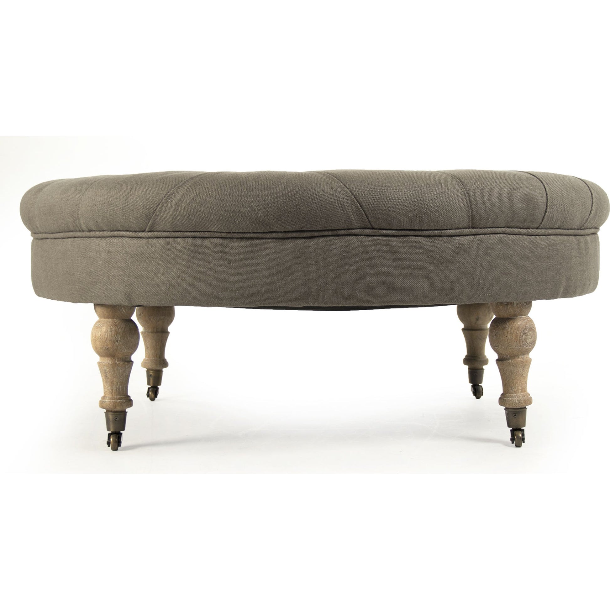 Maison Tufted Round Ottoman by Zentique. Made from unique in a traditional style.