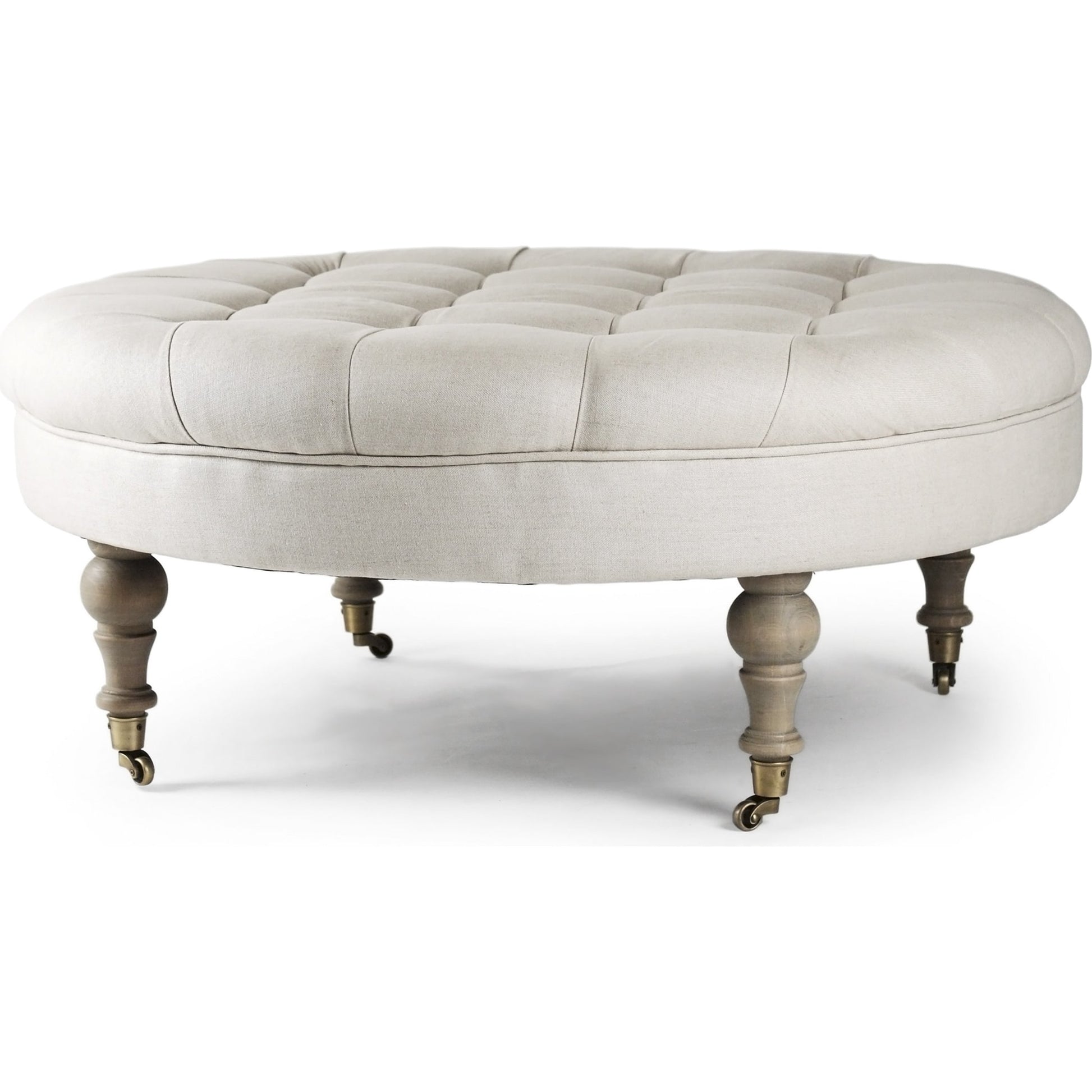 Maison Tufted Round Ottoman by Zentique. Made from unique in a traditional style.