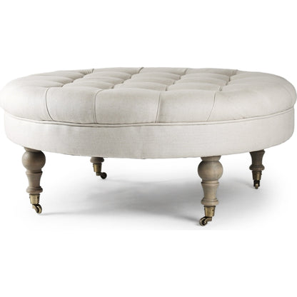 Maison Tufted Round Ottoman by Zentique. Made from unique in a traditional style.