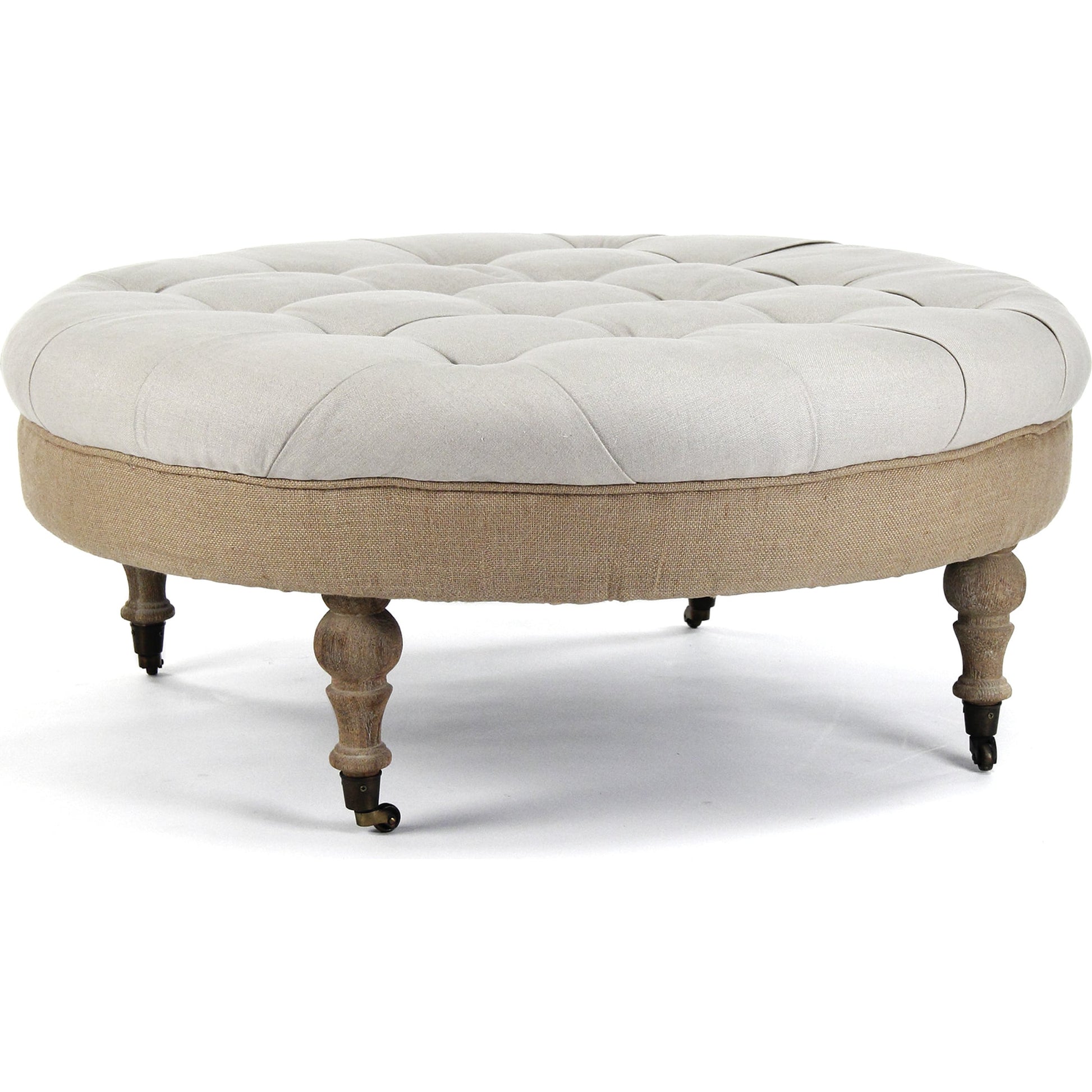 Maison Tufted Round Ottoman by Zentique. Made from unique in a traditional style.