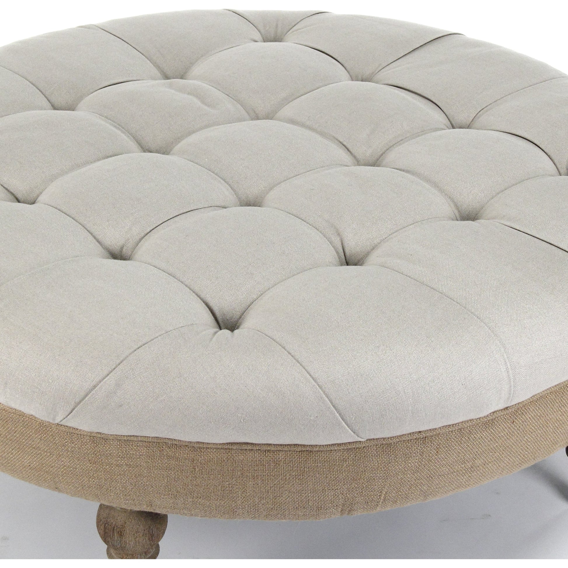 Maison Tufted Round Ottoman by Zentique. Made from unique in a traditional style.