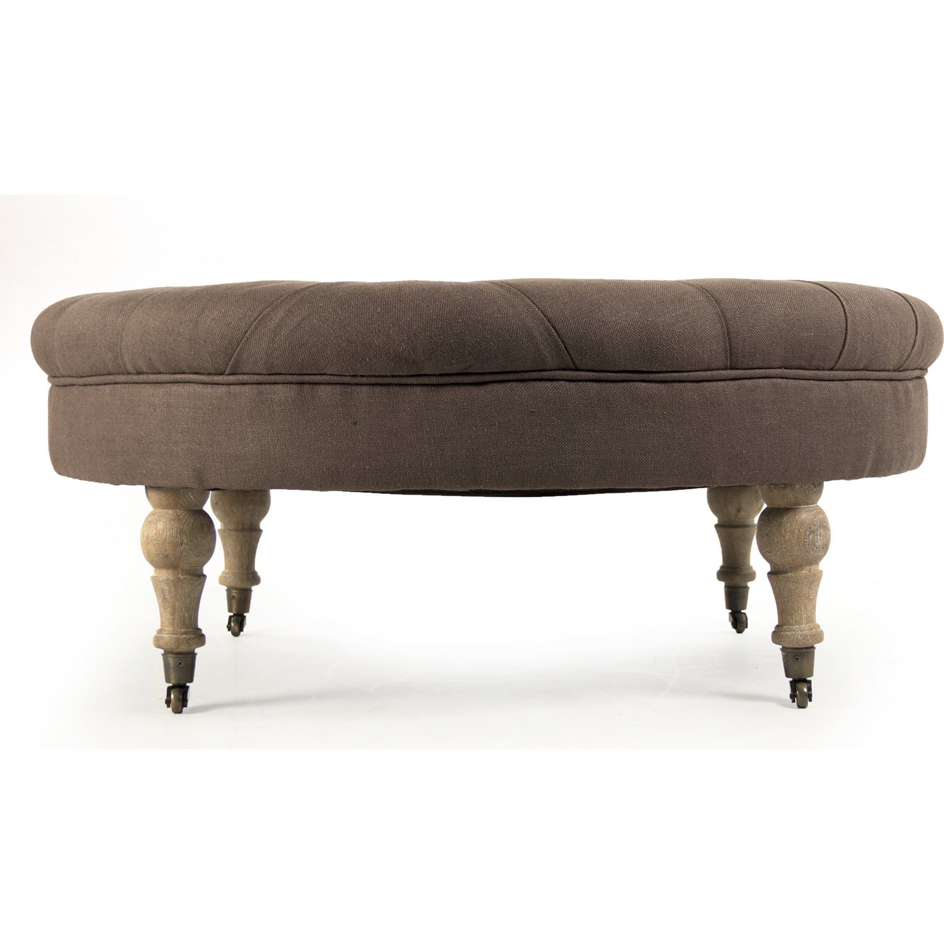 Maison Tufted Round Ottoman by Zentique. Made from unique in a traditional style.