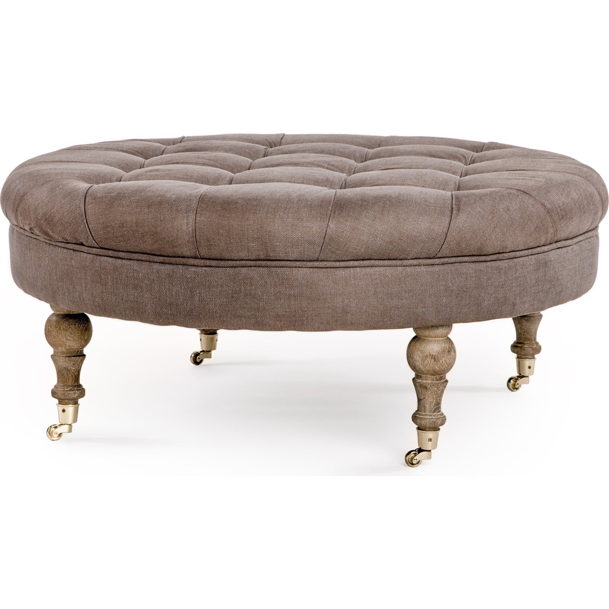 Maison Tufted Round Ottoman by Zentique. Made from unique in a traditional style.