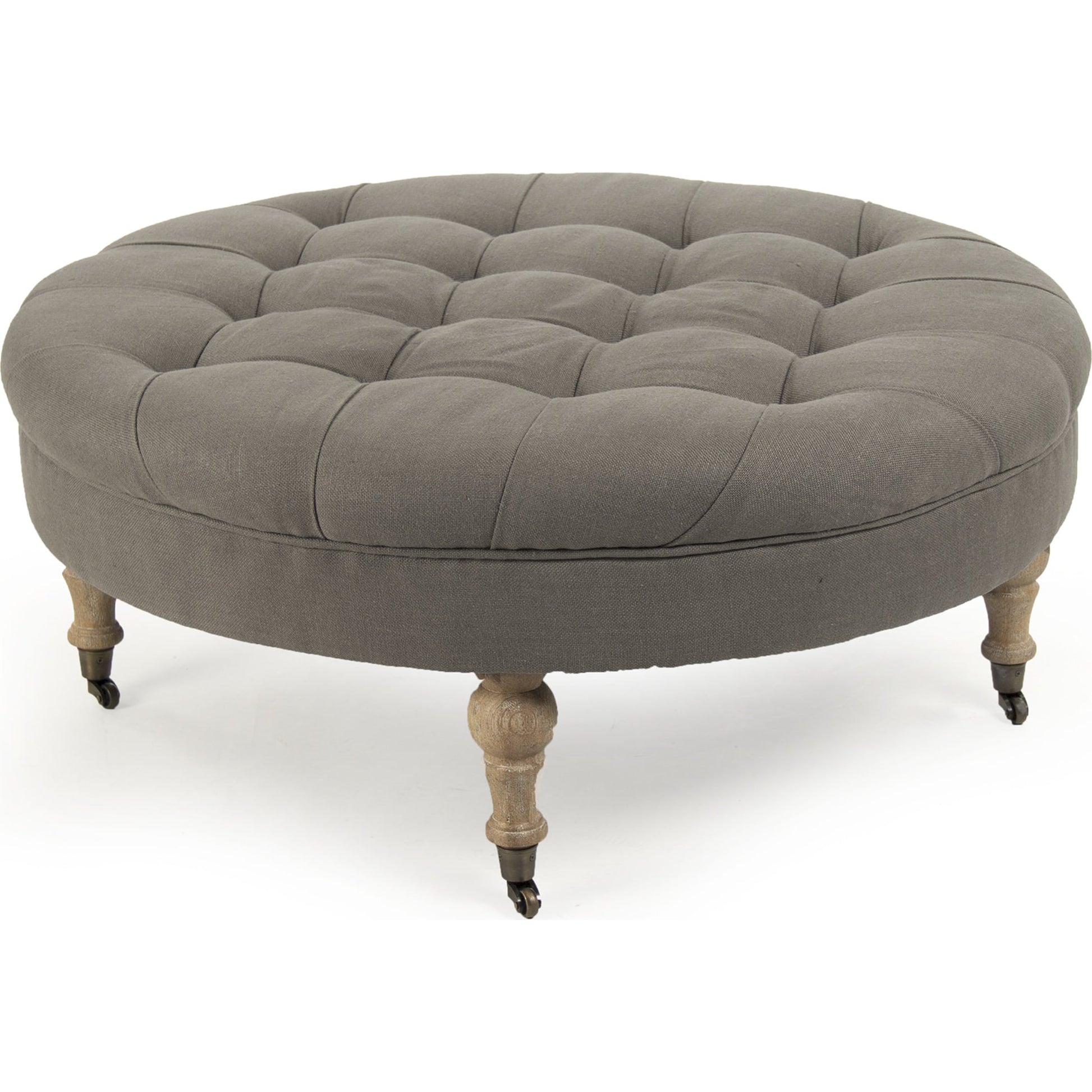 Maison Tufted Round Ottoman by Zentique. Made from unique in a traditional style.