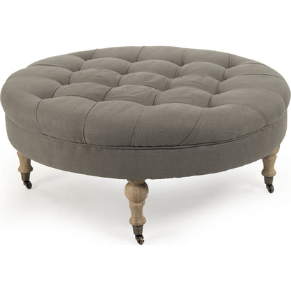Maison Tufted Round Ottoman by Zentique. Made from unique in a traditional style.