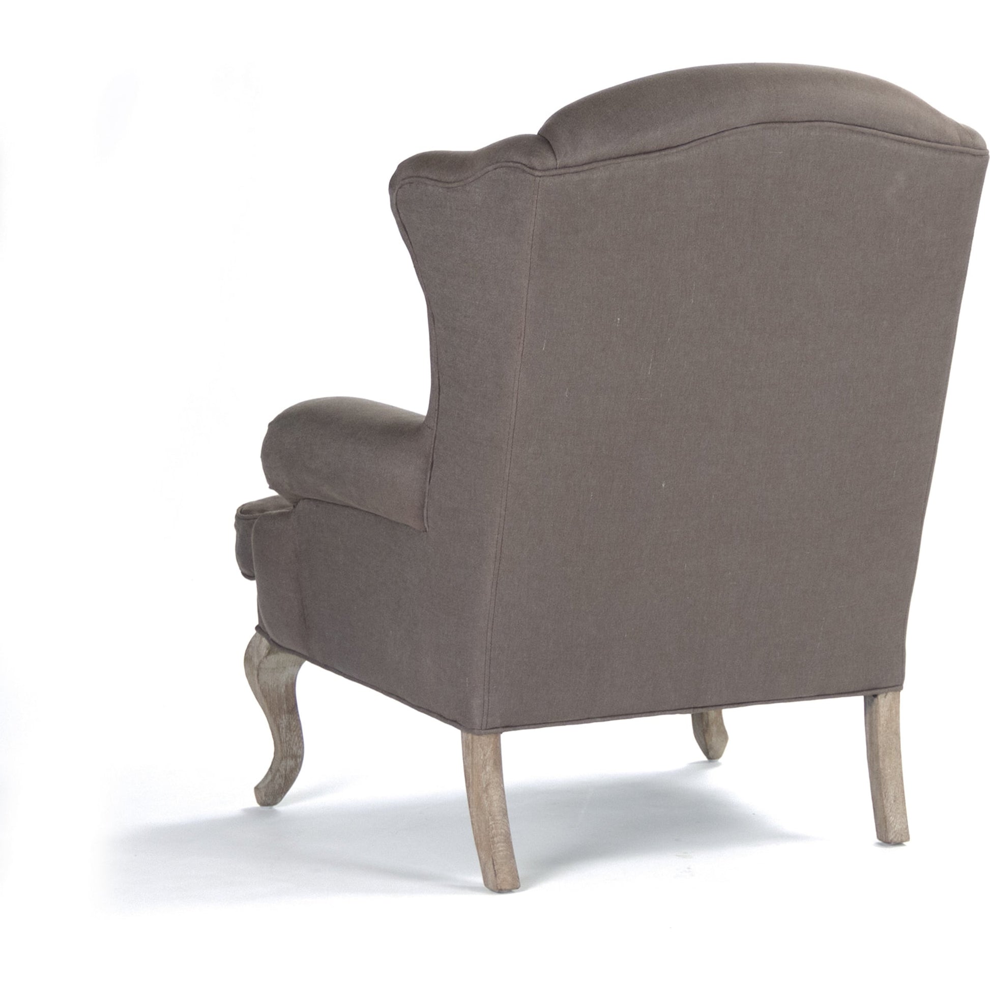 Zacharie Wingback Club Chair in Aubergine Linen by Zentique in aubergine linen and limed gray oak. Made from unique in a traditional style.