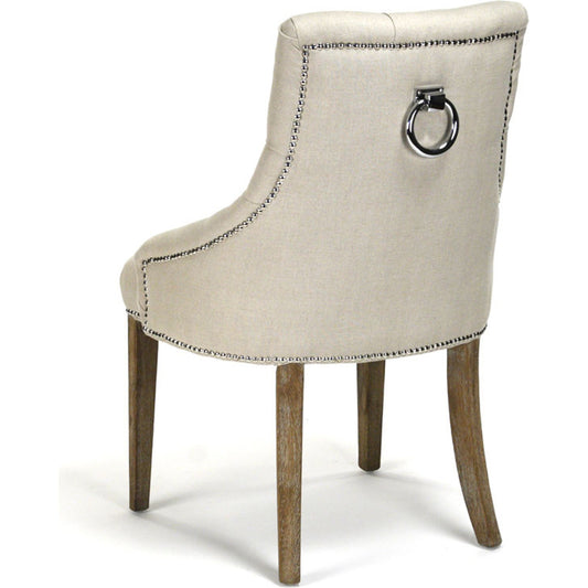 Anneau Chair by Zentique in natural linen and limed gray oak. Made from limed grey oak in a transitional style.