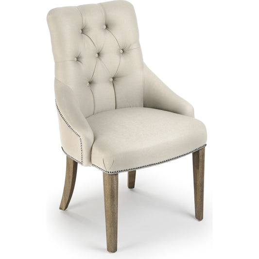Anneau Chair by Zentique in natural linen and limed gray oak. Made from limed grey oak in a transitional style.