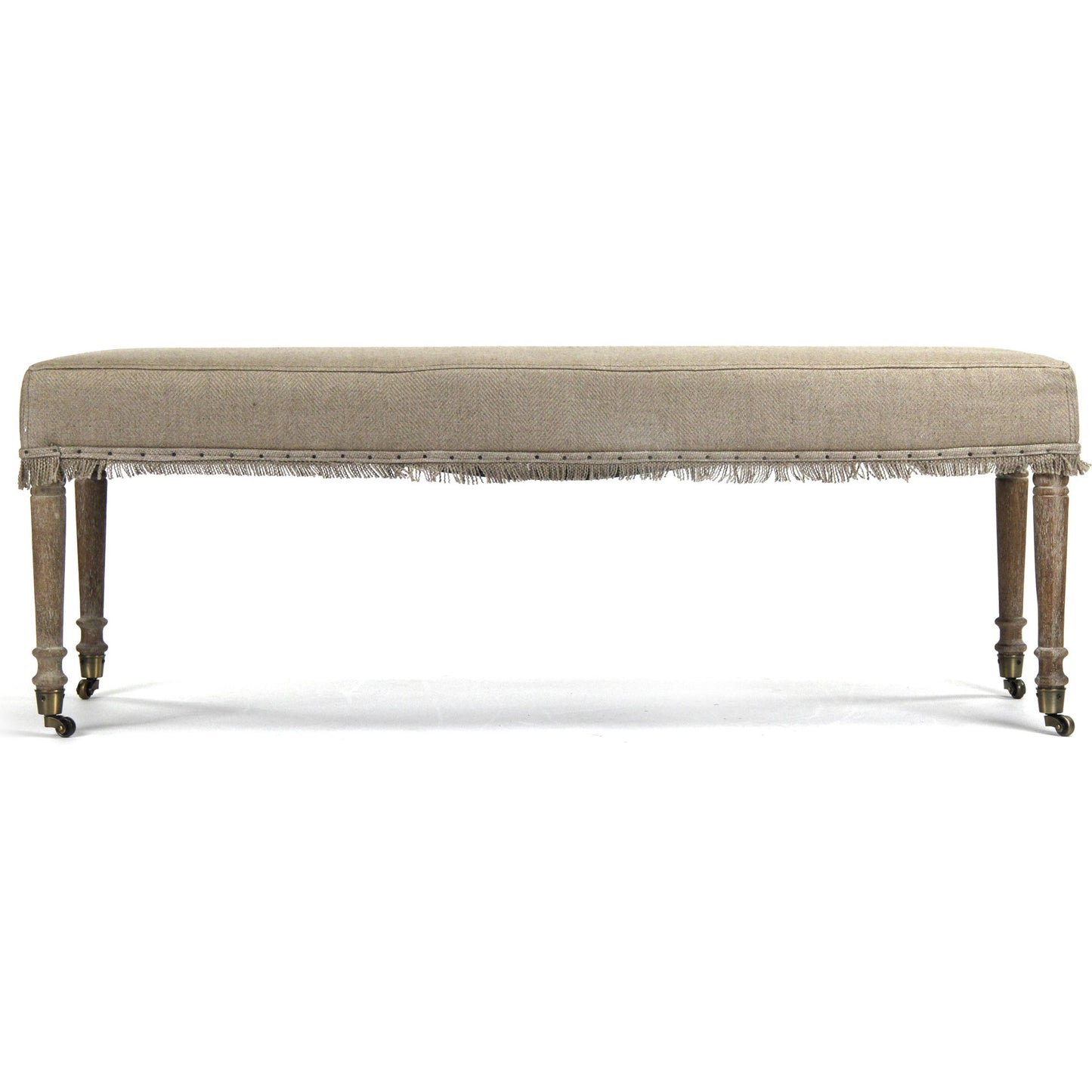 002 S-337524 | Additional Silo | Laurent Bench by Zentique in hemp linen and limed gray oak. Made from limed grey oak in a traditional style.