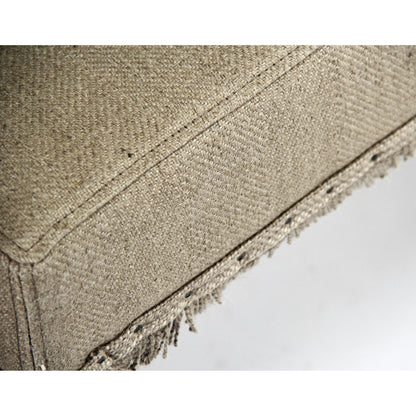 Laurent Bench by Zentique in hemp linen and limed gray oak. Made from limed grey oak in a traditional style.