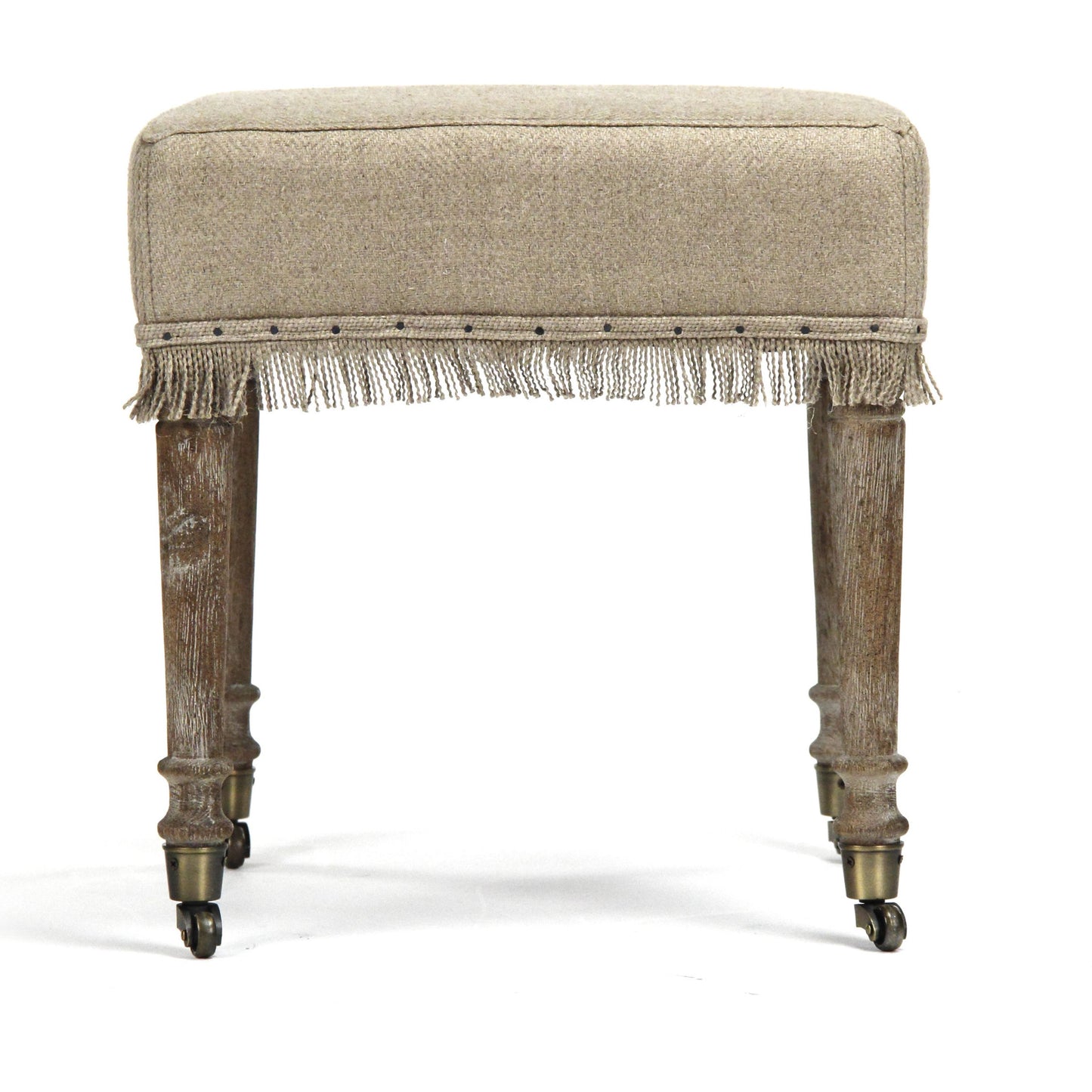 002 S-337683 | Additional Silo | Lucas Bench by Zentique in hemp linen and limed gray oak. Made from limed grey oak in a traditional style.