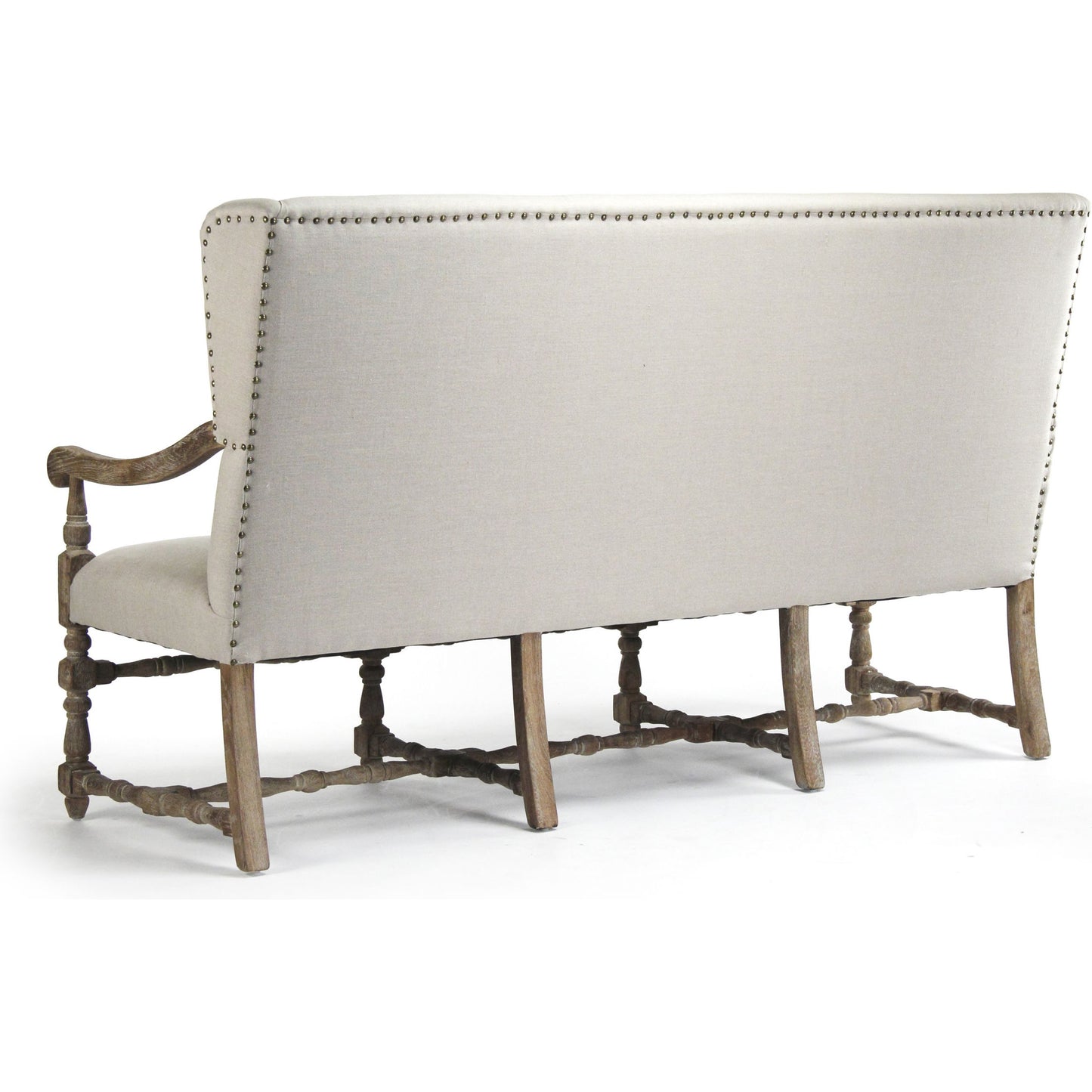 002 S-337166 | Additional Silo | Franck Bench by Zentique in natural linen and limed gray oak. Made from limed grey oak in a traditional style.