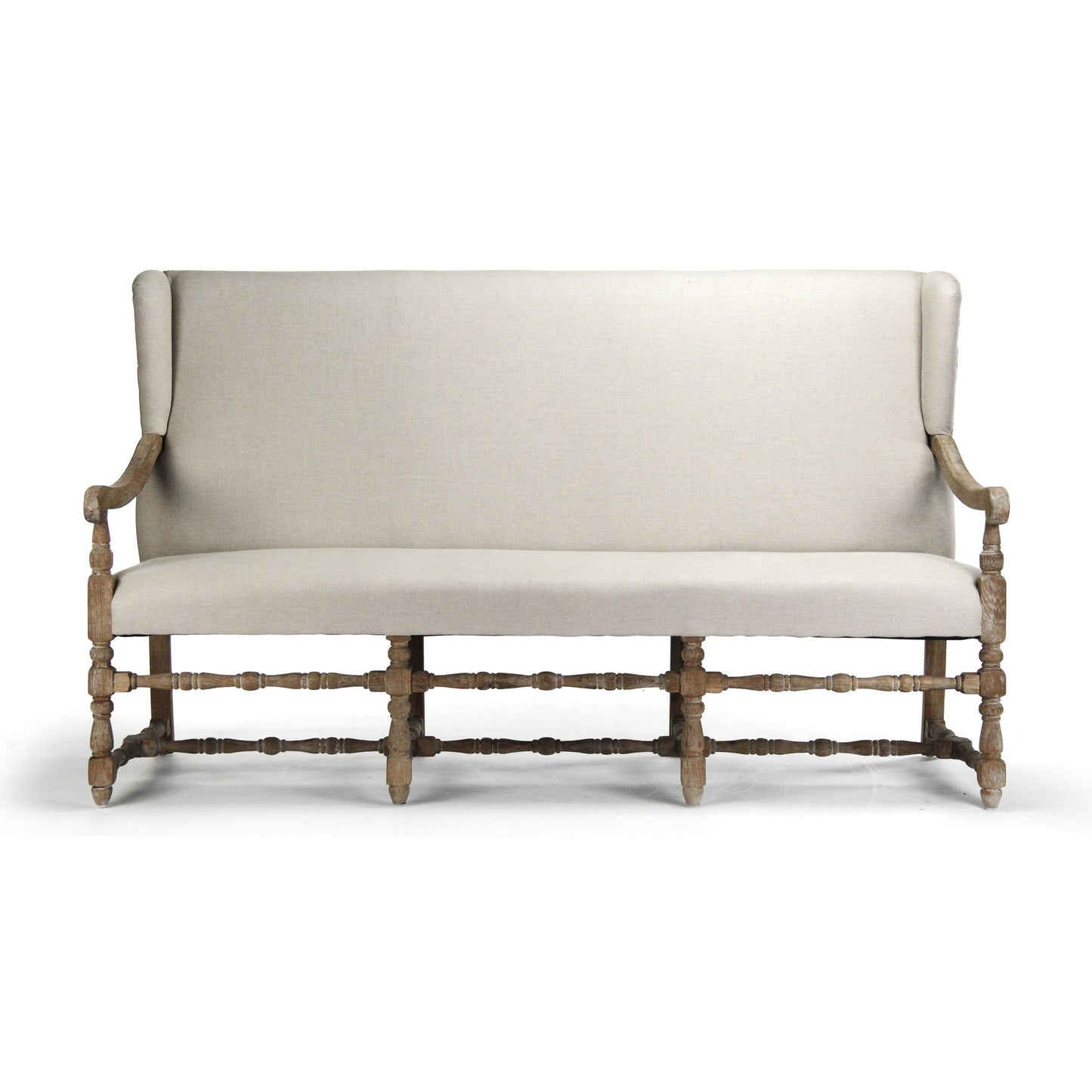 004 S-337166 | Additional Silo | Franck Bench by Zentique in natural linen and limed gray oak. Made from limed grey oak in a traditional style.