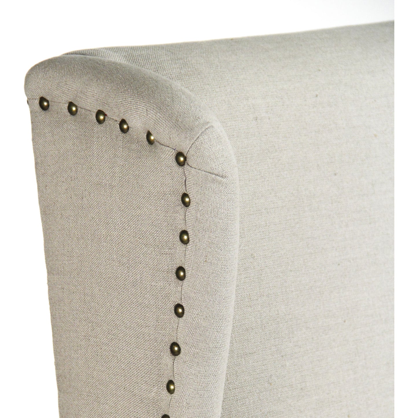 001 S-337166 | Closeup | Franck Bench by Zentique in natural linen and limed gray oak. Made from limed grey oak in a traditional style.