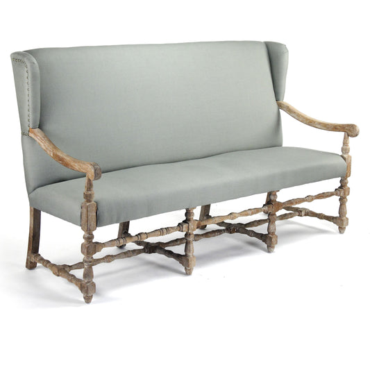 Franck Bench by Zentique in limed gray oak. Made from limed grey oak in a traditional style.