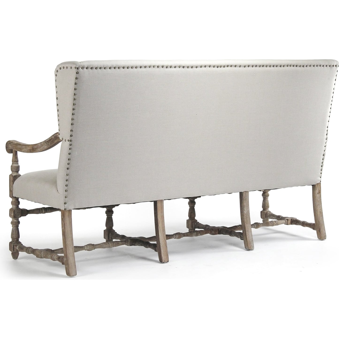 015 S-337166 | Additional Silo | Franck Bench by Zentique in natural linen and limed gray oak. Made from limed grey oak in a traditional style.