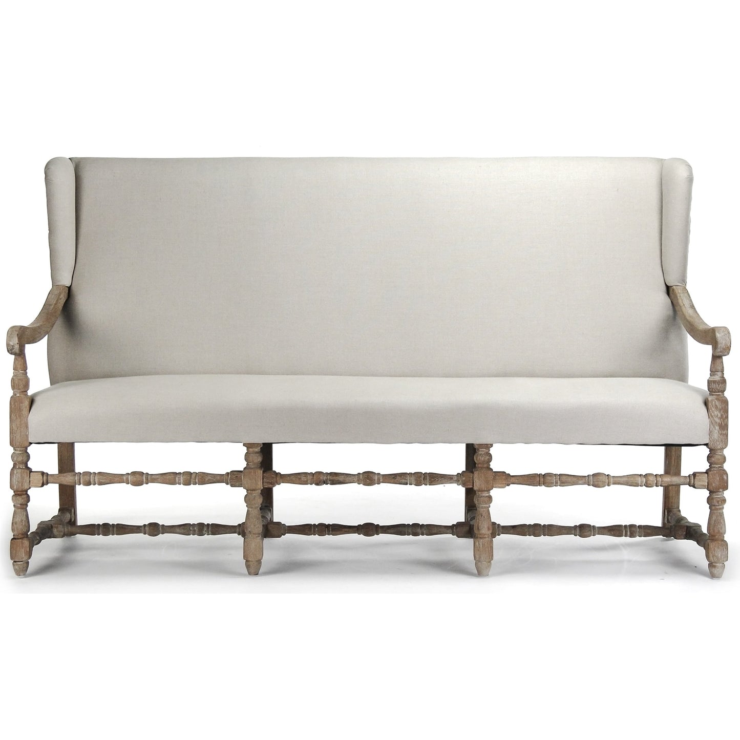 011 S-337166 | Additional Silo | Franck Bench by Zentique in natural linen and limed gray oak. Made from limed grey oak in a traditional style.