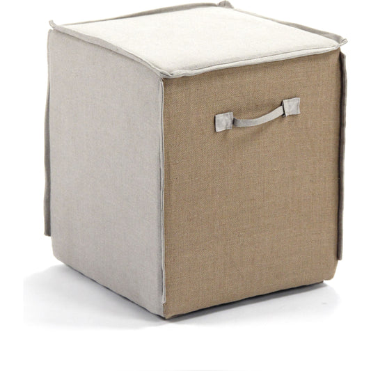 Jurgen Stool by Zentique in natural linen and limed gray oak. Made from limed grey oak in a modern style.
