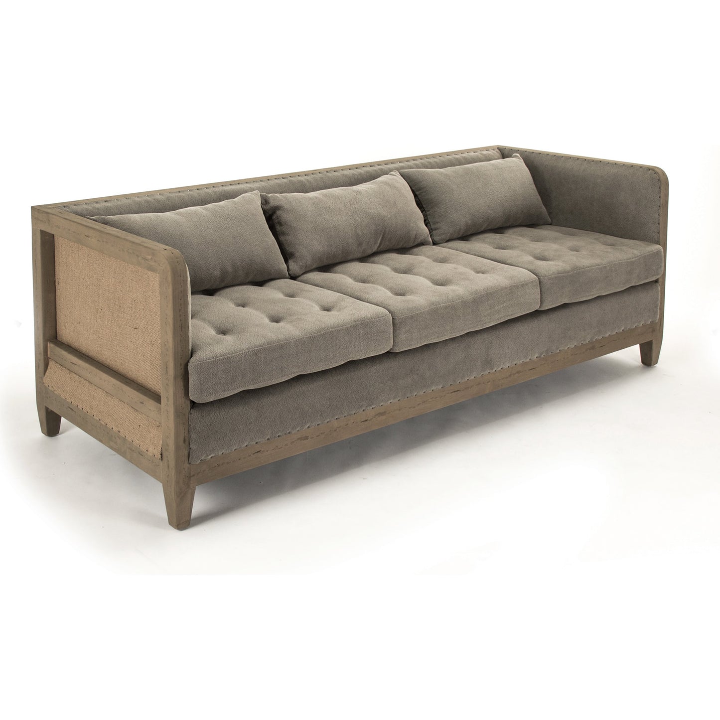 003 S-338457 | Additional Silo | Vert Deconstructed Sofa by Zentique in green moss linen, cotton, jute and dry finished birch. Made from dry finished birch in a modern style.
