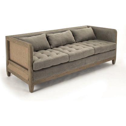 Vert Deconstructed Sofa by Zentique in green moss linen, cotton, jute and dry finished birch. Made from dry finished birch in a modern style.