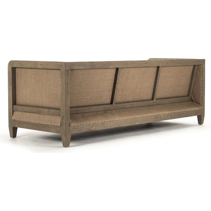Vert Deconstructed Sofa by Zentique in green moss linen, cotton, jute and dry finished birch. Made from dry finished birch in a modern style.