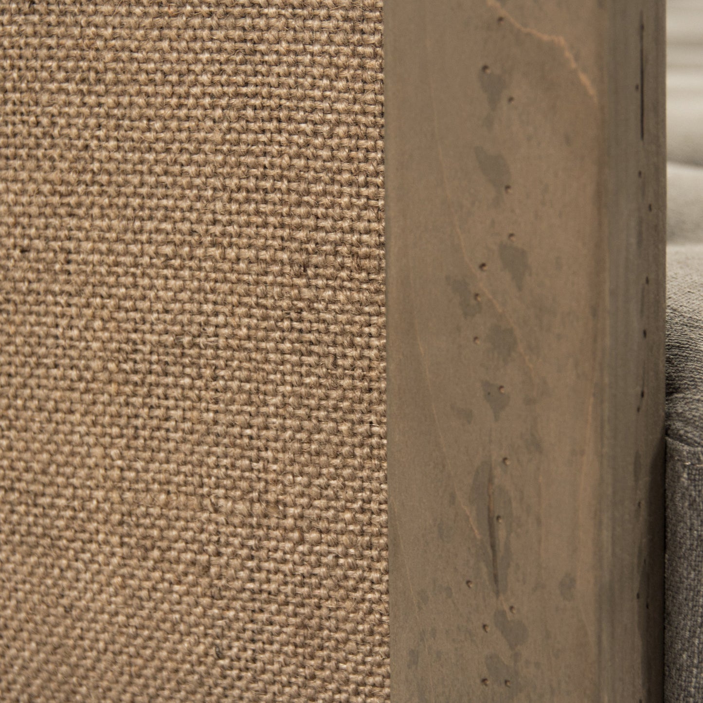 006 S-338457 | Closeup | Vert Deconstructed Sofa by Zentique in green moss linen, cotton, jute and dry finished birch. Made from dry finished birch in a modern style.