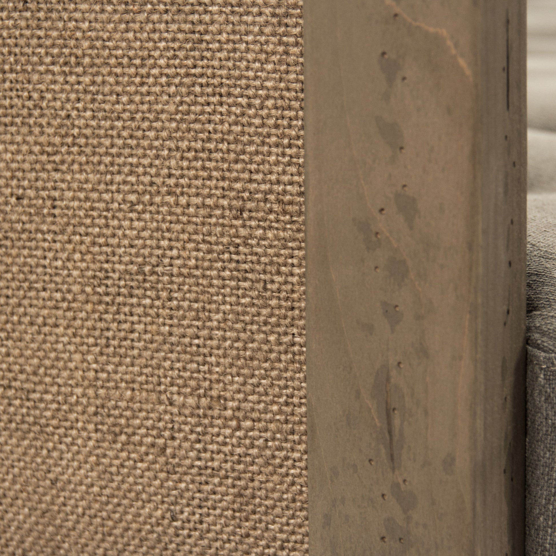 Vert Deconstructed Sofa by Zentique in green moss linen, cotton, jute and dry finished birch. Made from dry finished birch in a modern style.