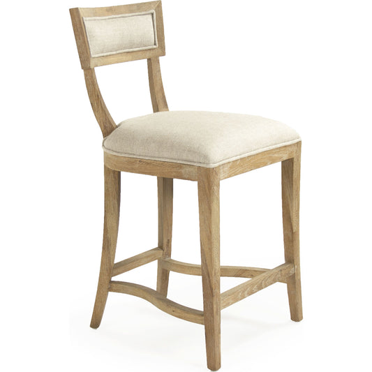 Carvell Counter Stool by Zentique in limed gray oak. Made from limed grey oak in a cottage & farmhouse style.