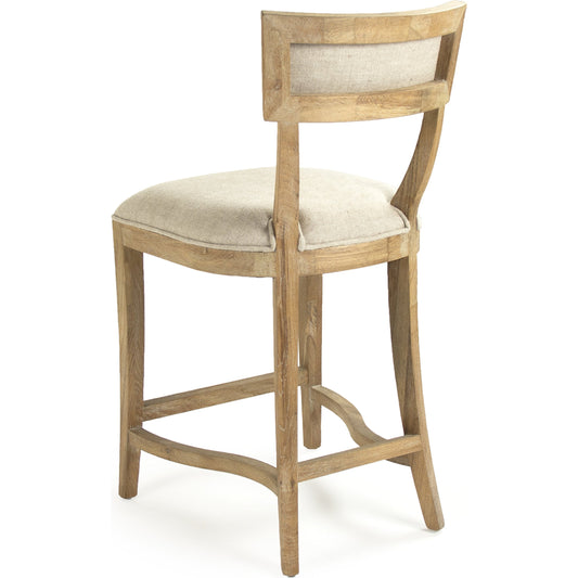 Carvell Counter Stool by Zentique in limed gray oak. Made from limed grey oak in a cottage & farmhouse style.